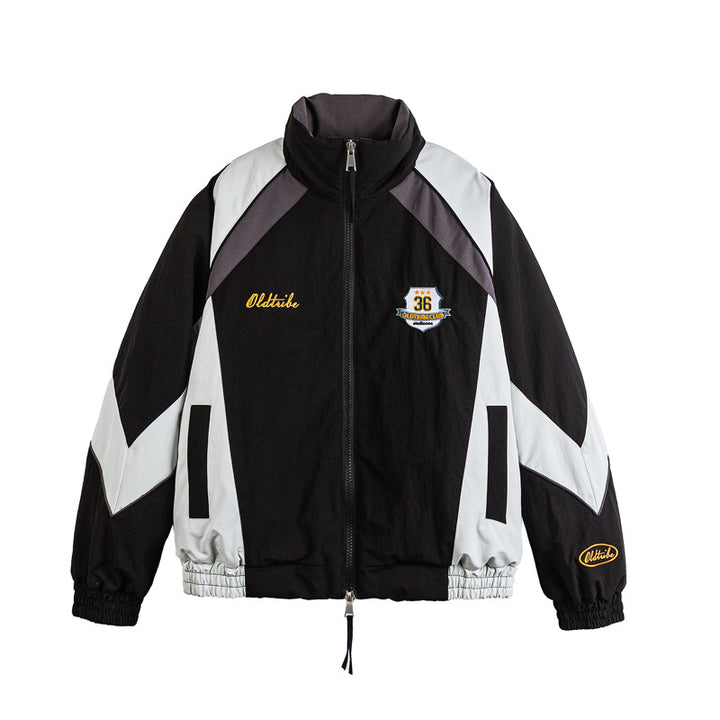 Unisex Retro Track Jacket in Vintage Sports Style with Stand-up Collar and Logo Embroidery Mune Fashion