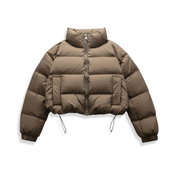 Women's short quilted winter jacket in cropped style with high stand-up collar Mune Fashion