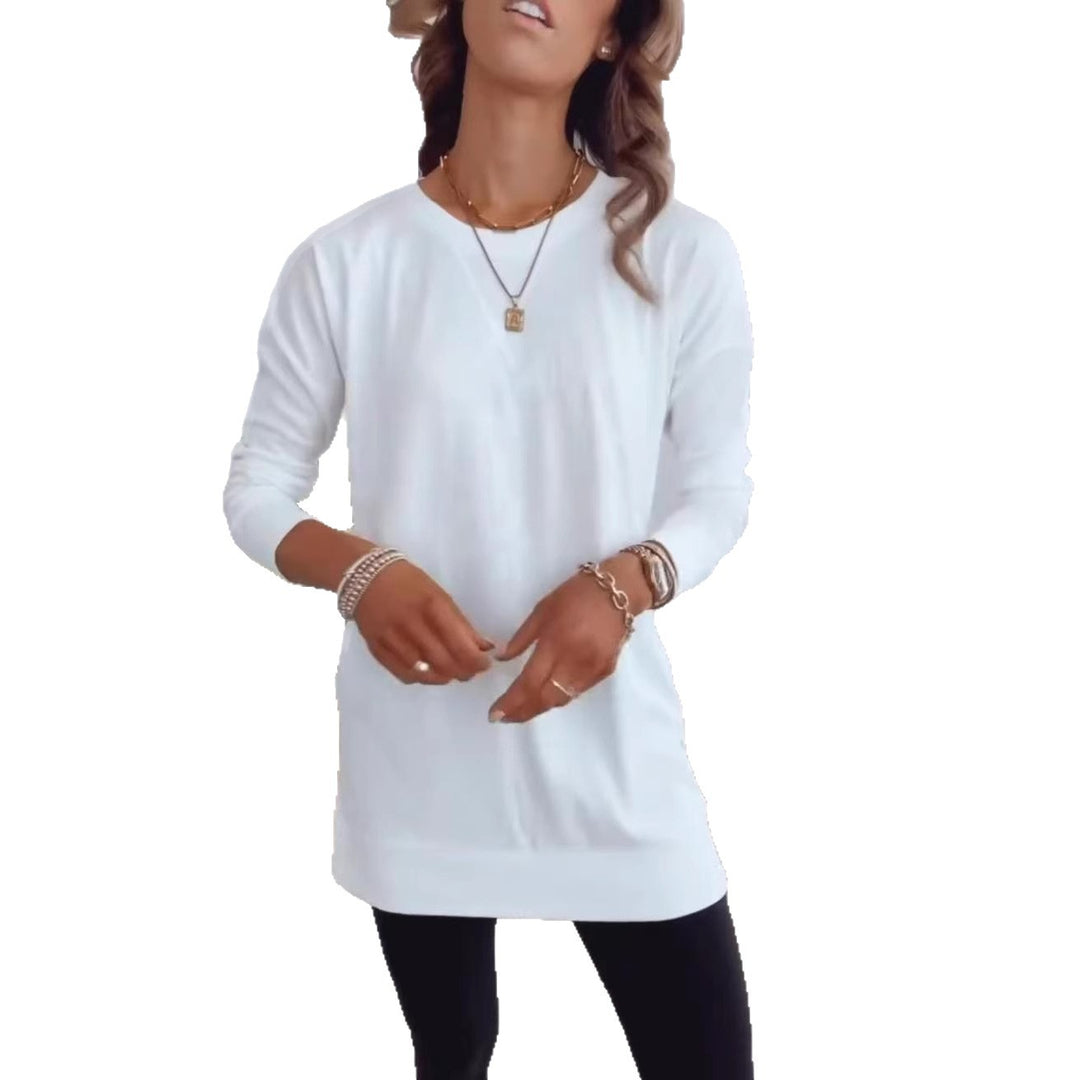 Women's long sleeve tunic with round neck and thumb hole sleeves Mune Fashion