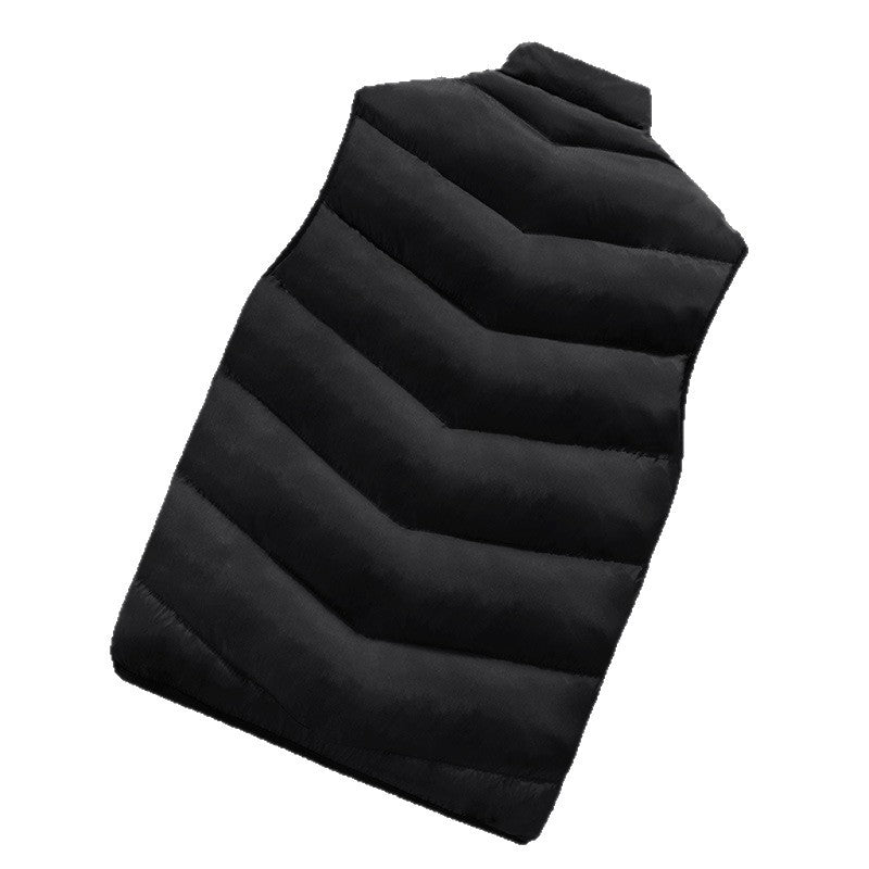 Men's Padded Sleeveless Thermal Vest in Urban Puffer Look with Stand-Up Collar and Zipper Pockets Mune Fashion