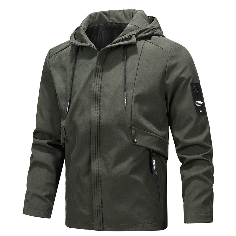 Men's urban minimalist softshell hooded jacket with concealed zipper front Mune Fashion