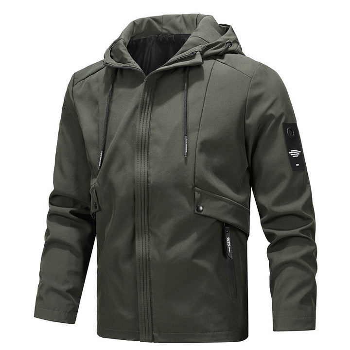 Men's urban minimalist softshell hooded jacket with concealed zipper front Mune Fashion