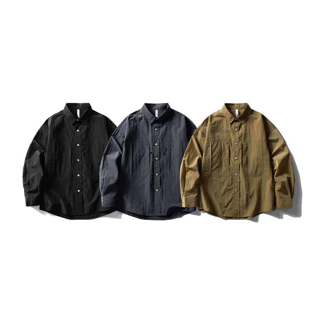 Men's Oversize Utility Shirt Jacket made of Ripstop with Snap Placket and Patch Pockets Mune Fashion