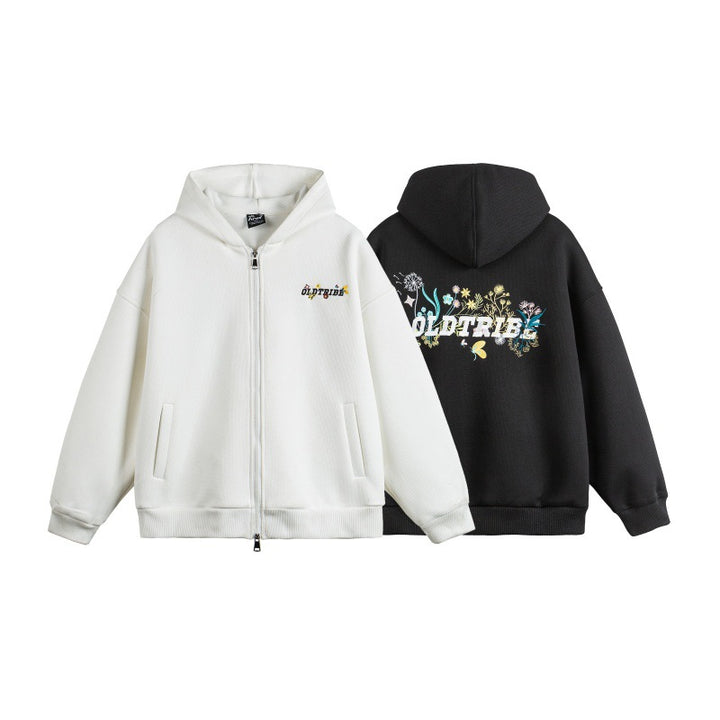 Unisex hooded zip jacket made of textured waffle quality in boxy cut with two-way zipper Mune Fashion