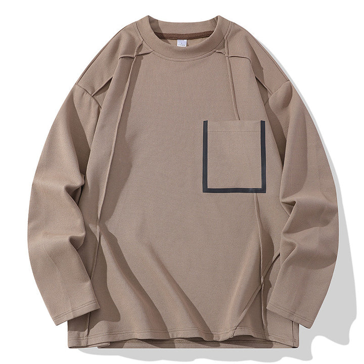 Men's Oversized Long Sleeve Shirt made of textured cotton blend with chest pocket detail Mune Fashion