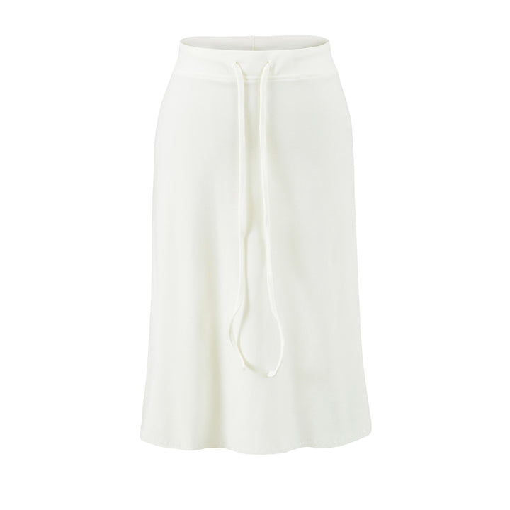 Women Jersey Midi Skirt with High Waist, Drawstring and A-Line Cut Mune Fashion