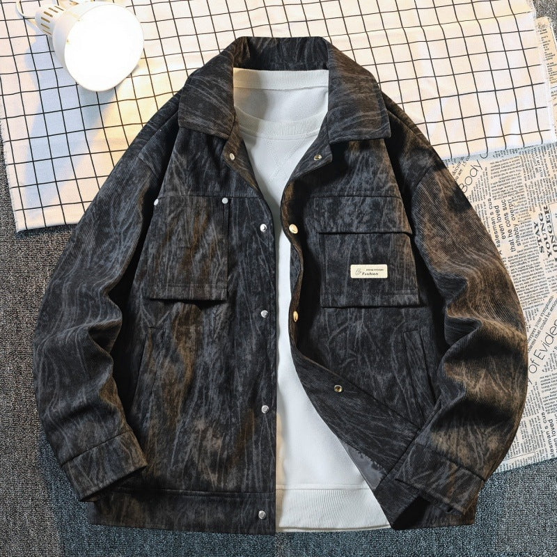 Men's utility overshirt in vintage look with snap button placket, flap pockets & brushed texture Mune Fashion