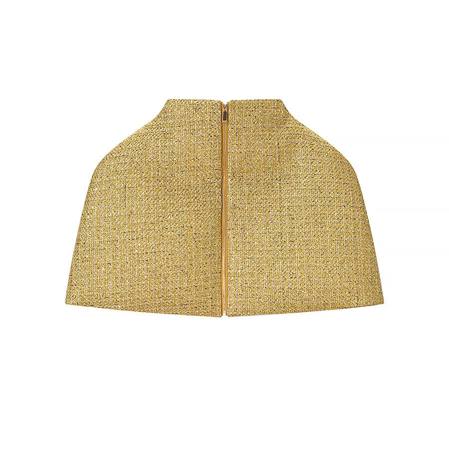 Women's short shoulder cape with front zipper and structured bouclé look Mune Fashion