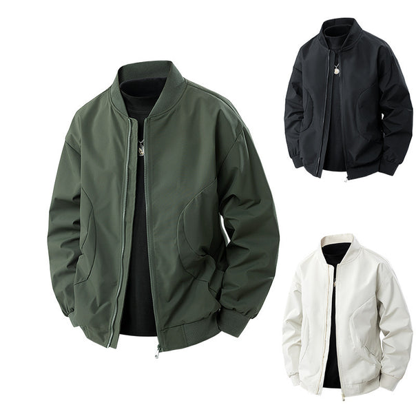 Men's Lightweight Bomber Jacket with Water-Repellent Microfiber, Ribbed Collar and Concealed Two-Way Zipper Mune Fashion