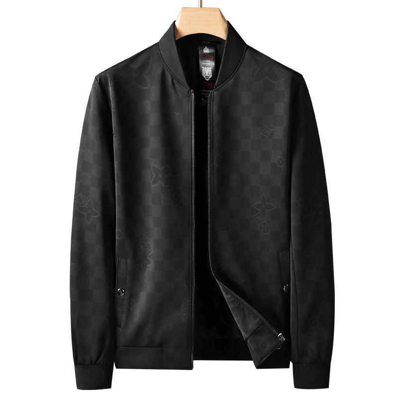 Men's Slim-Fit Jacquard Bomber Jacket with tonal pattern, zipper and ribbed cuffs Mune Fashion