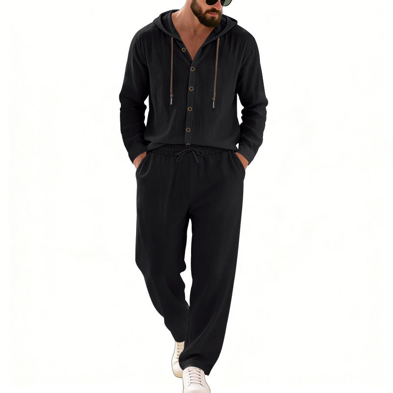 Men's nan legeres hoodie lounge set with button placket, drawstring trousers and side pockets Mune Fashion