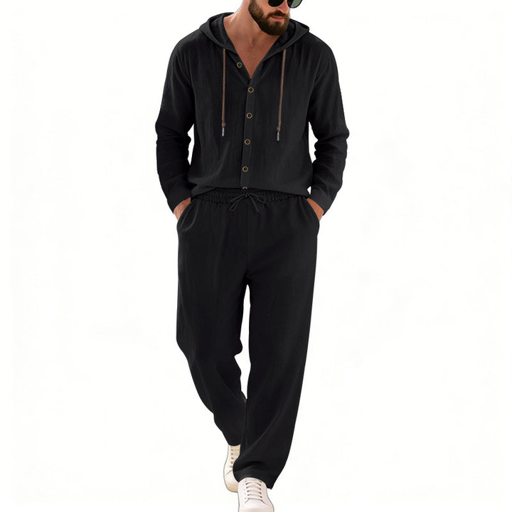 Men's nan legeres hoodie lounge set with button placket, drawstring trousers and side pockets Mune Fashion