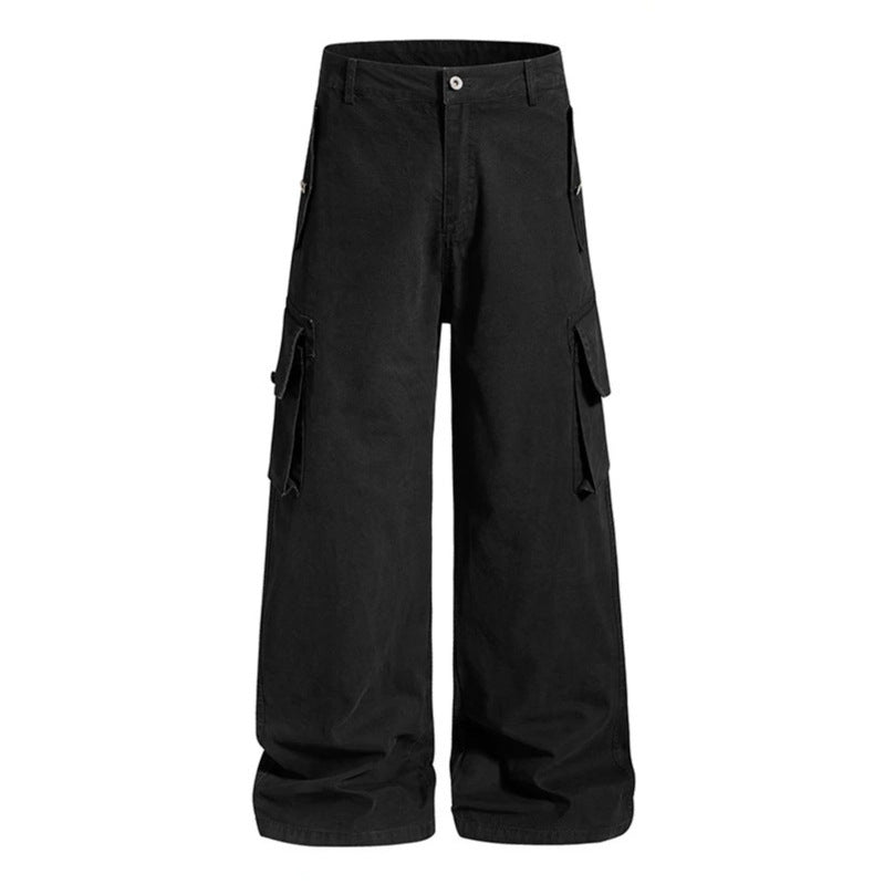 Women's Wide Cargo Culotte Pants in Vintage Wash with High Waist and Multiple Pockets Mune Fashion
