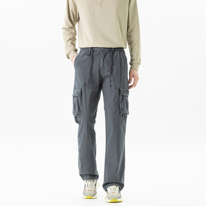 Men's Relaxed-Fit Canvas Cargo Pants with Drawstring, Multi-Pockets and Utility D-Ring Mune Fashion