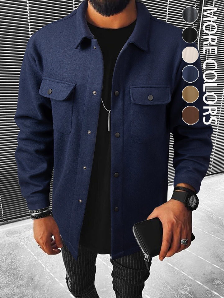 Men's shirt jacket made of wool blend with snap buttons and patch pockets Mune Fashion