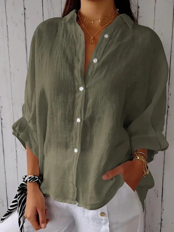Women's Light Linen Blouse with Loose Fit Mune Fashion