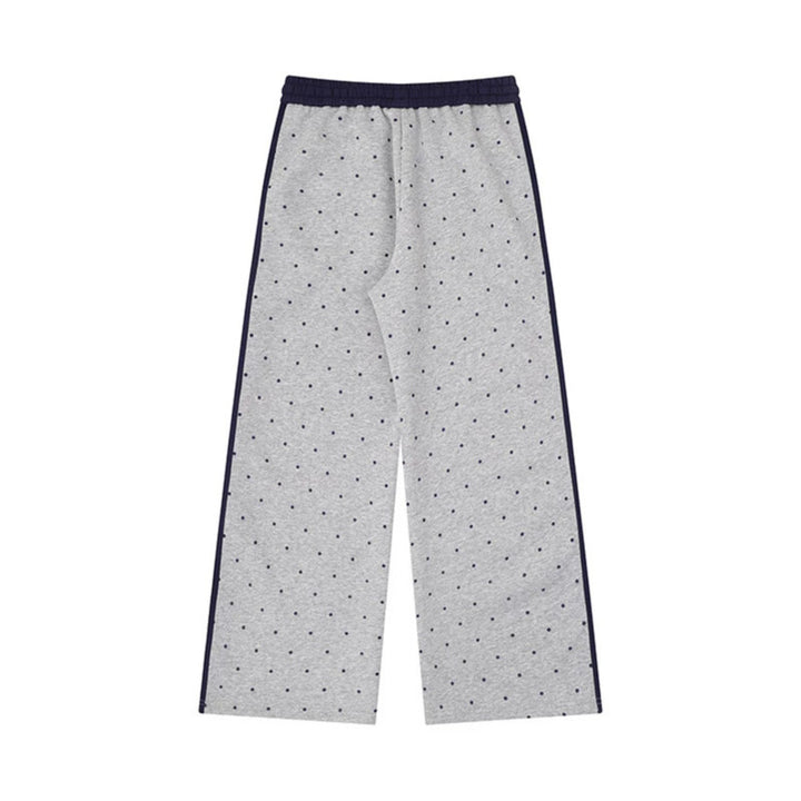 Women's Wide Relaxed Lounge Pants in Palazzo Cut with Comfort Waistband, Drawstring and Side Contrast Stripes Mune Fashion