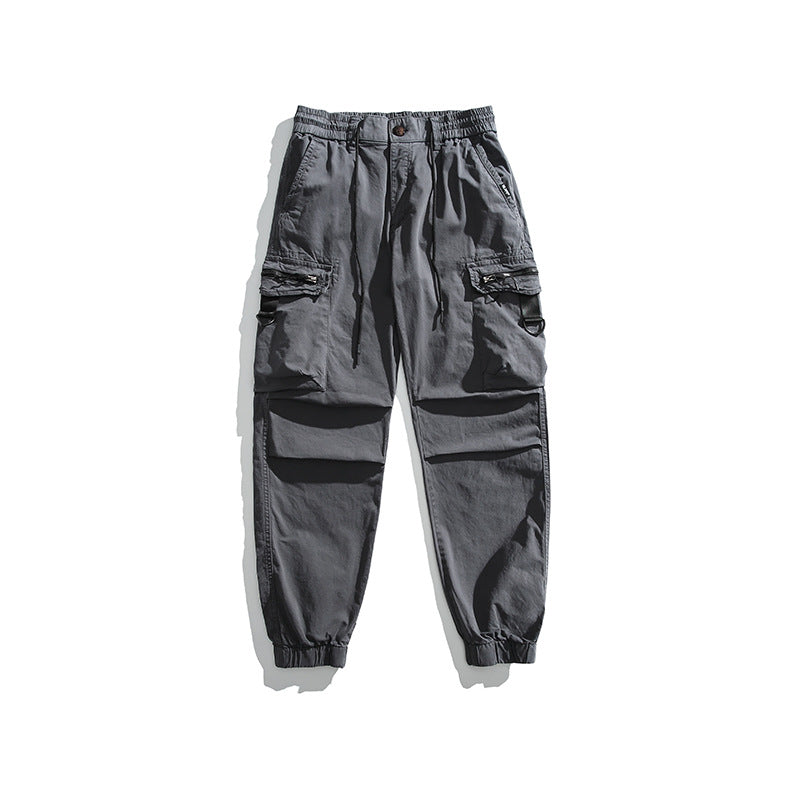 Men's Multifunctional Cargo Jogging Pants with D-Rings, Zipper Flaps, and Elastic Cuffs Mune Fashion