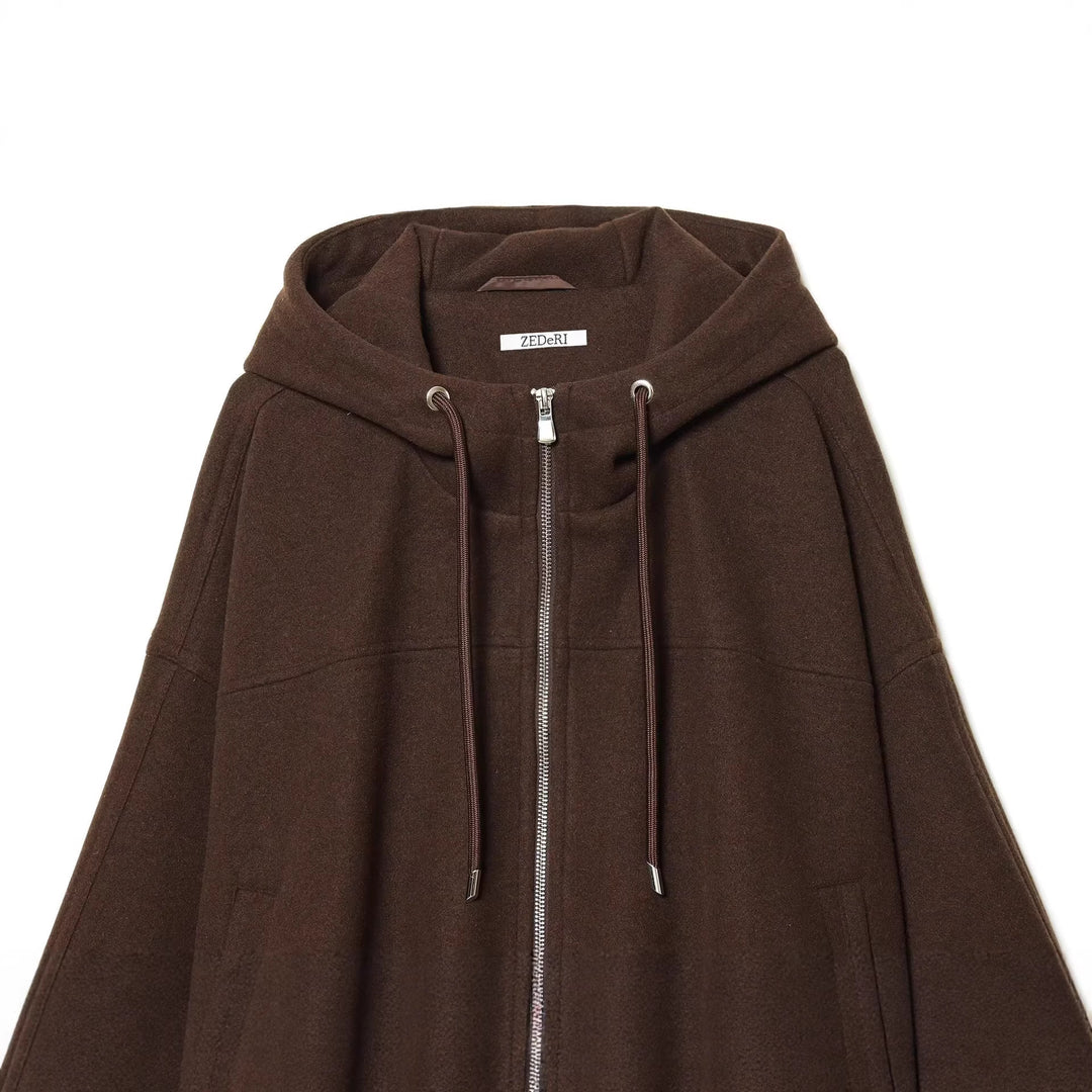 Women's Oversize Hoodie Jacket made of Wool Blend in Boxy Cropped Cut Mune Fashion