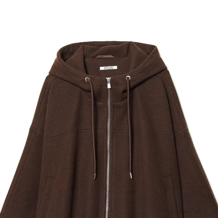 Women's Oversize Hoodie Jacket made of Wool Blend in Boxy Cropped Cut Mune Fashion
