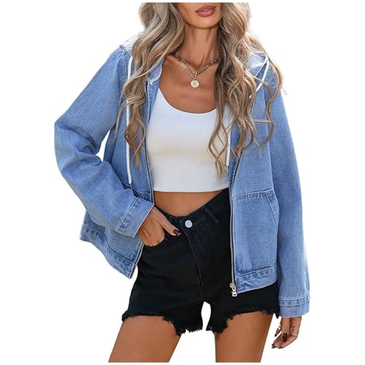 Women's Oversized Zip-up Hoodie with Patch Pockets Mune Fashion