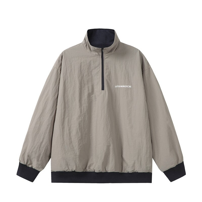 Unisex Oversize Windbreaker Pullover with half zipper and ribbed hem Mune Fashion