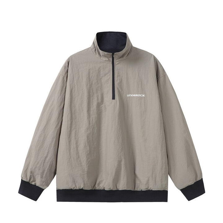 Unisex Oversize Windbreaker Pullover with half zipper and ribbed hem Mune Fashion