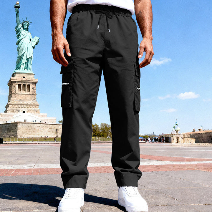 Men's cargo leisure trousers with elastic waistband, drawstring & zip pockets Mune Fashion