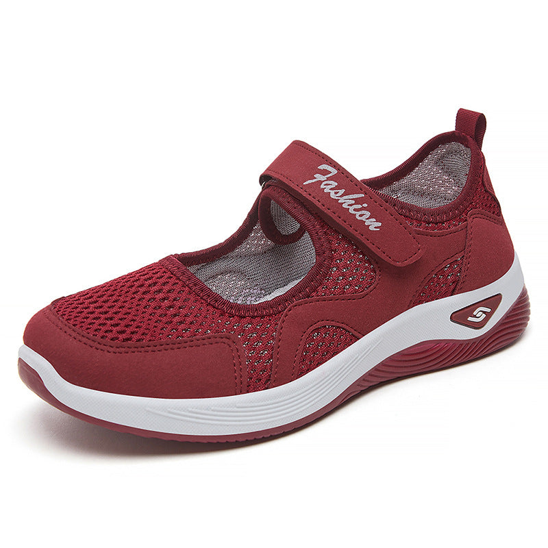 Women's breathable Mary-Jane walking shoe with velcro closure, seamless mesh upper and shock-absorbing lightweight sole Mune Fashion