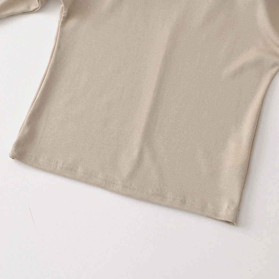 Women's Layered Long Sleeve Shirt with Integrated Spaghetti Strap Cami and Wide Round Neck Mune Fashion