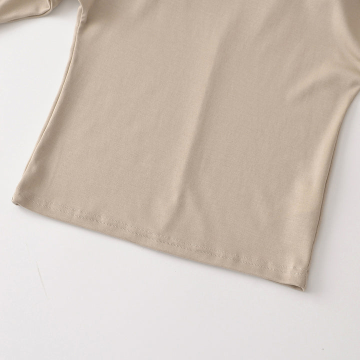 Women's Layered Long Sleeve Shirt with Integrated Spaghetti Strap Cami and Wide Round Neck Mune Fashion