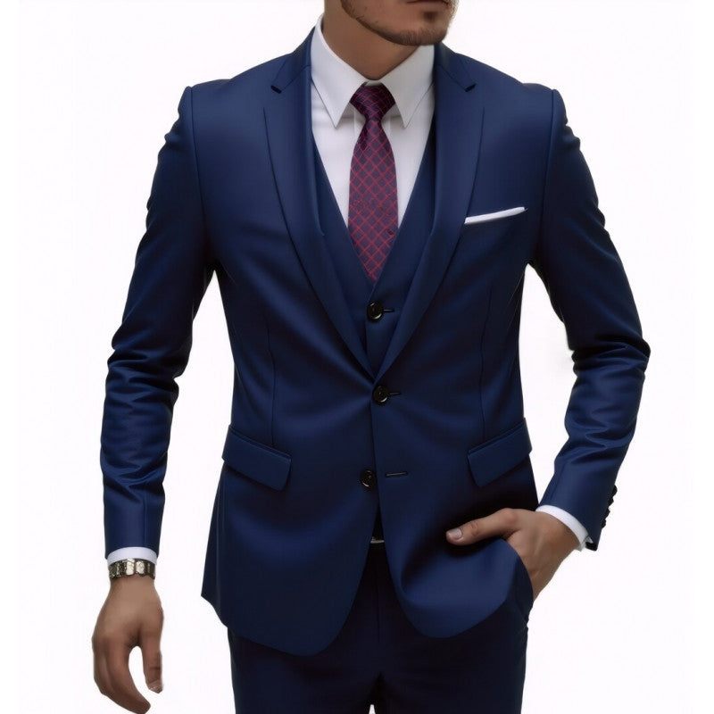 Men's Elegant Tailored Three-Piece Suit with Vest and Light Stretch Mune Fashion