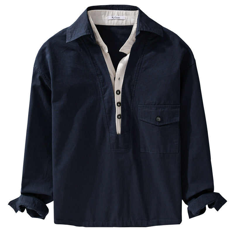 Men's overshirt with half-button placket and patch chest pocket Mune Fashion