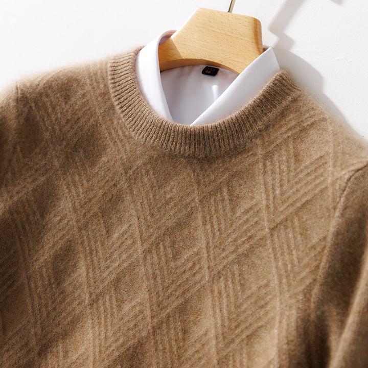 Men's short roll-neck sweater made of merino mix with diagonal diamond structure Mune Fashion