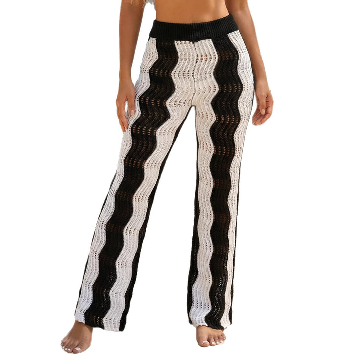 Women's Crochet Beach Pants with Wave Pattern Mune Fashion