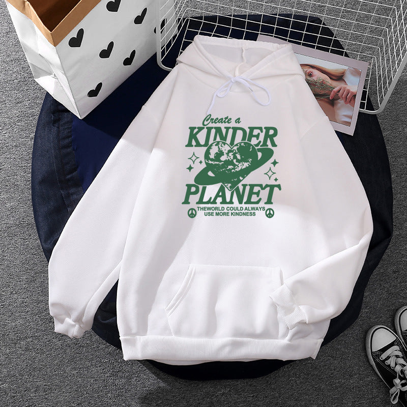Unisex oversized hoodie with statement print "Kids Planet", kangaroo pocket and soft lining Mune Fashion