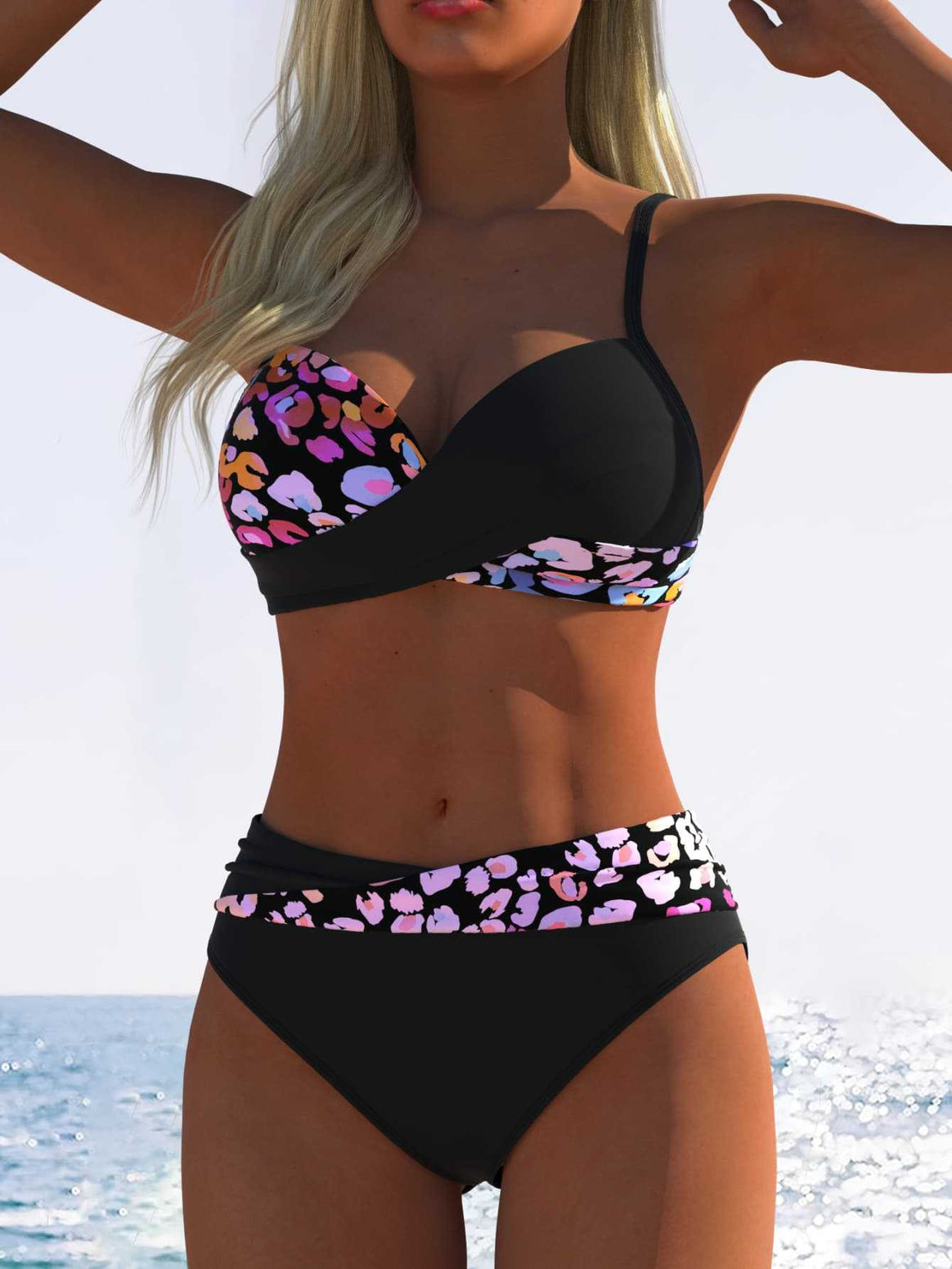Women’s bikini set with floral wrap pattern and comfortable high-waist briefs Mune Fashion
