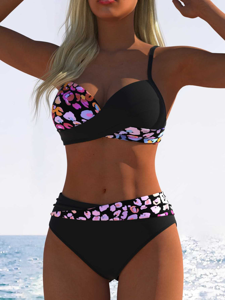 Women’s bikini set with floral wrap pattern and comfortable high-waist briefs Mune Fashion