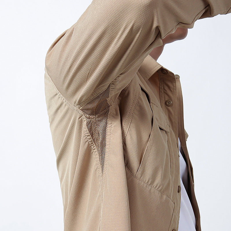 Men's light utility shirt jacket with chest flaps, zip pocket and stretchy functional fabric Mune Fashion