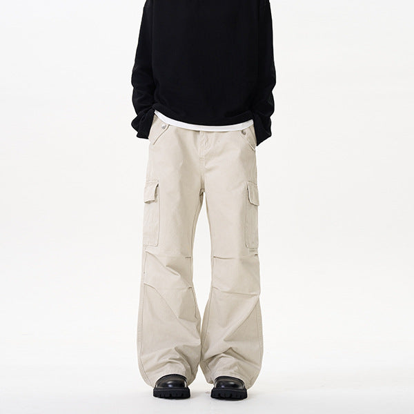 Men's Relaxed Utility Cargo Pants in Palazzo Cut made of Cotton Twill Mune Fashion