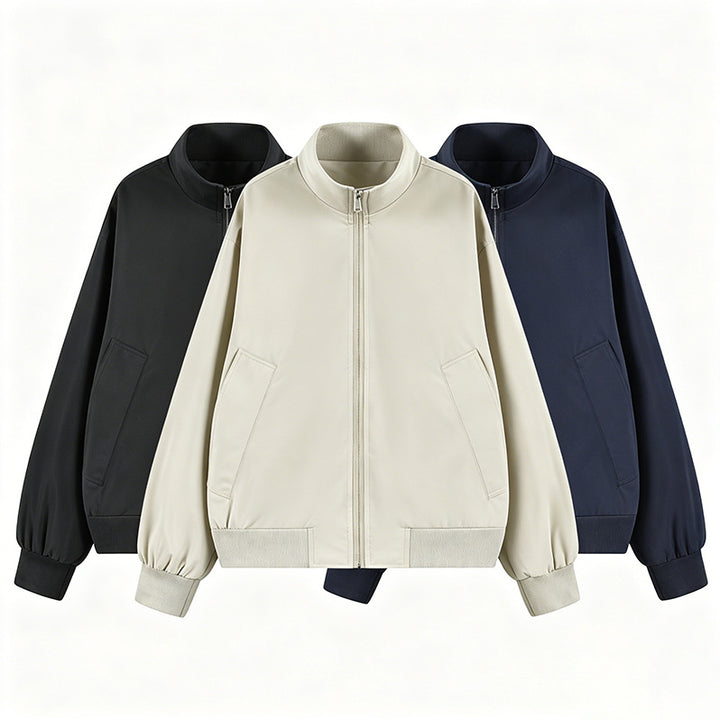 Men's lightweight bomber jacket with stand-up collar, elastic cuffs, and side slip pockets Mune Fashion