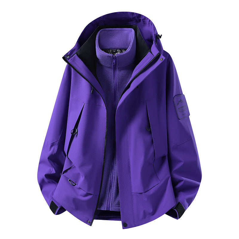 Unisex waterproof two-layer softshell rain jacket with removable fleece lining and hood Mune Fashion