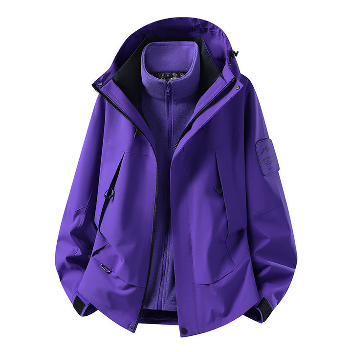 Unisex waterproof two-layer softshell rain jacket with removable fleece lining and hood Mune Fashion