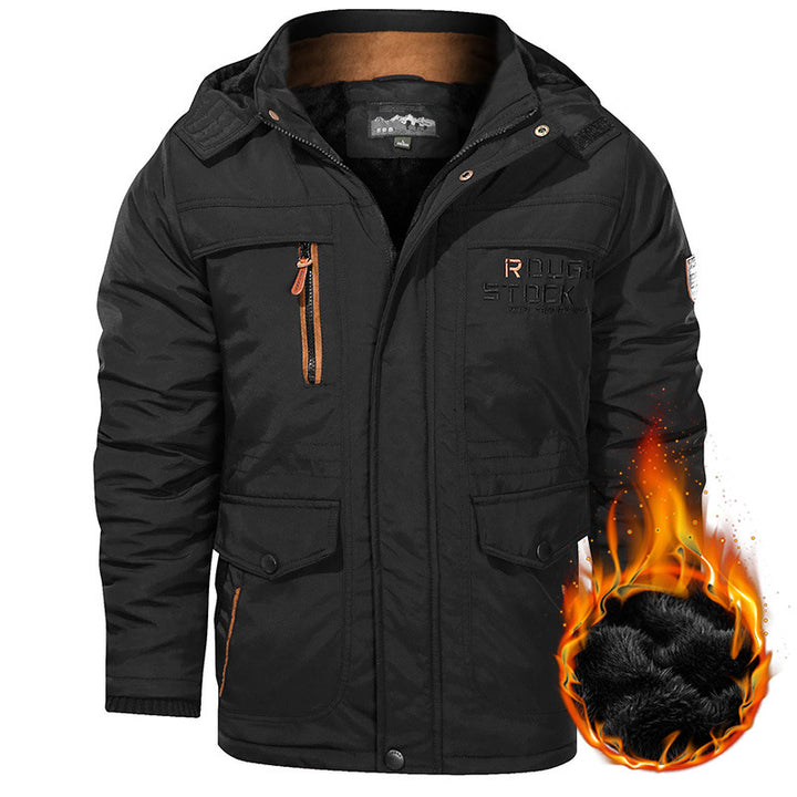 Men's insulated hooded parka with Sherpa lining, windproof front and multifunctional pockets Mune Fashion
