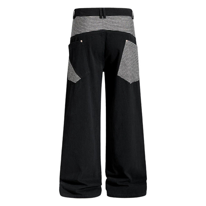 Women's Wide High-Waist Culotte Jeans in Palazzo Cut with Contrasting Pockets Mune Fashion
