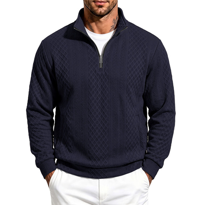 Men's troyer sweatshirt with fine diamond structure, half zip and side pockets Mune Fashion