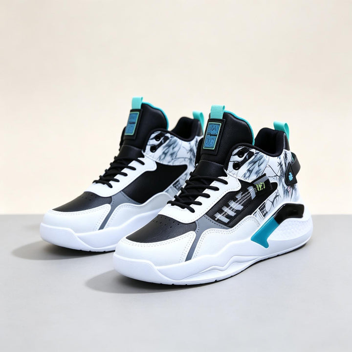 Men's Athletic High-Top Sneakers with Detailed Graphic Design Mune Fashion