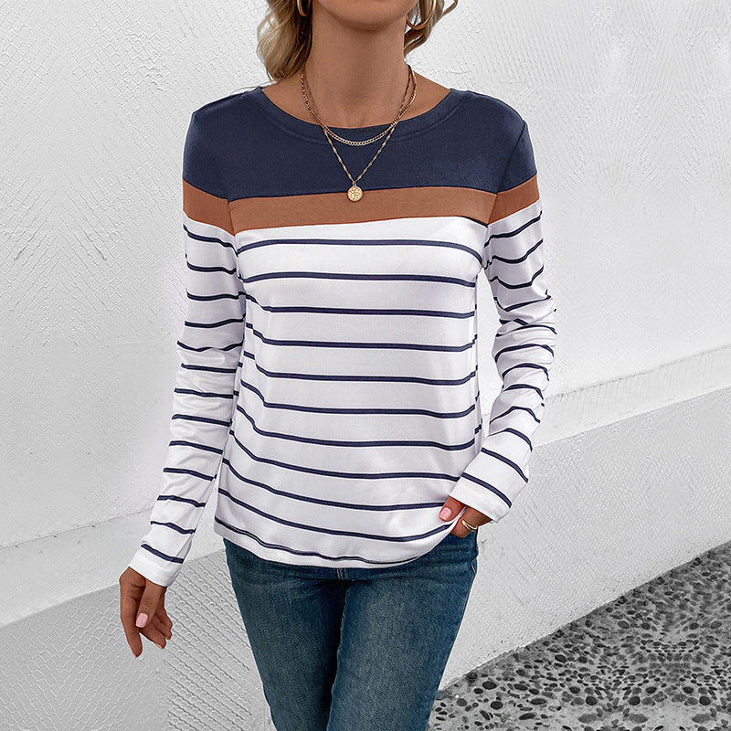 Women's Stylish Long Sleeve Shirt with Stripes Mune Fashion