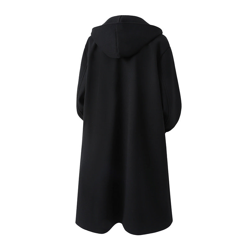 Men's nan Oversize pea coat with hood, double-breasted button placket, and warming quilted lining inside Mune Fashion