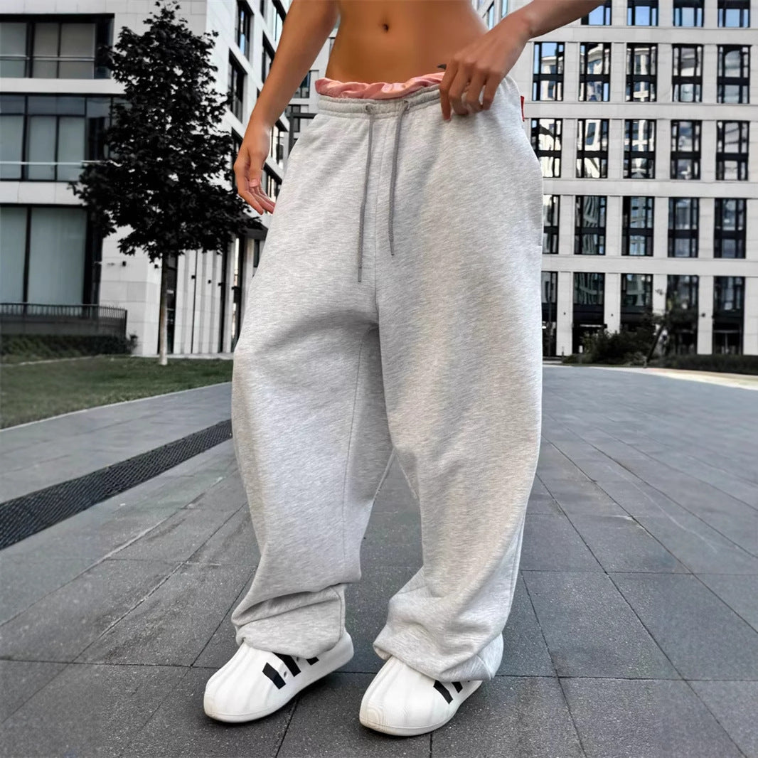 Women's oversized fleece sweatpants with a dropped crotch, drawstring waistband, and casual streetwear fit Mune Fashion